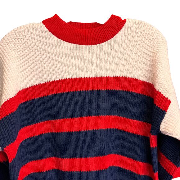 Vintage Ginger Red Striped Crewneck Pullover Sweater 3/4 sleeve - Picture 3 of 8